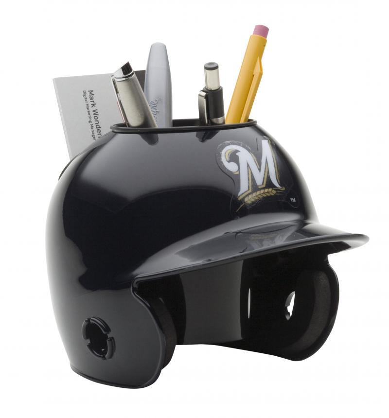 Milwaukee Brewers Mini Batting Helmet Desk Caddy Sports Memorabilia!