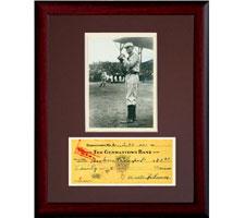 Walter Johnson Senators Framed Repligraph Photo #6506 with replica of signed check Image