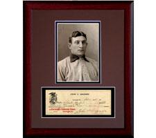 Honus Wagner Yankees Framed Repligraph Photo #6504 with replica of signed check Image