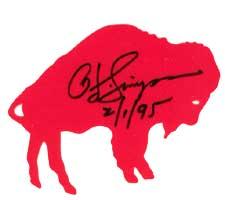 OJ Simpson Autographed Buffalo Bill Decal signed "2/1/95" Image