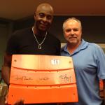 Jerry Rice and NSD Rob Hemphill with Candlestick Park seatback