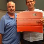 Steve Young and Rob Hemphill with Signed Candlestick Park seatbacks