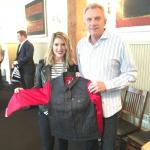 Joe Montana with Haley Mitgang of Levi's San Francisco at a wholesale NSD signing