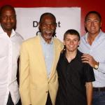 JJ Stokes, HOF Jimmy Johnson, Dwight Clark with NSD Justin Hemphill