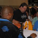 Magic Johnson autographing for a National Sports Distributors public event