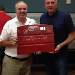 NSD President Rob Hemphill and Joe Montana with Candlestick Park Seatbacks