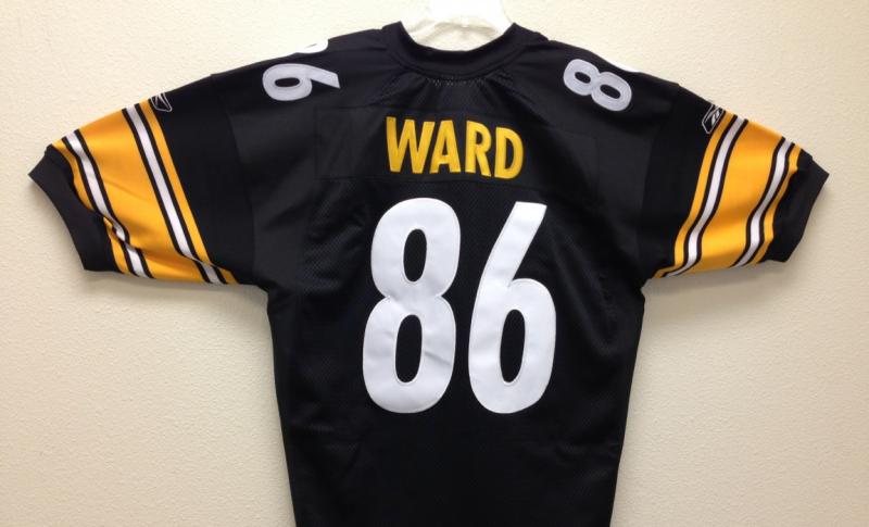 Hines Ward Authentic Steelers Jersey by Reebok, Black, size 56