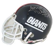 Tyrone Wheatley Autographed New York Giants Throwback Authentic Mini Helmet by Riddell Image