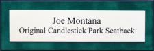 Joe Montana Candlestick Park Seatback Display Case Plaque